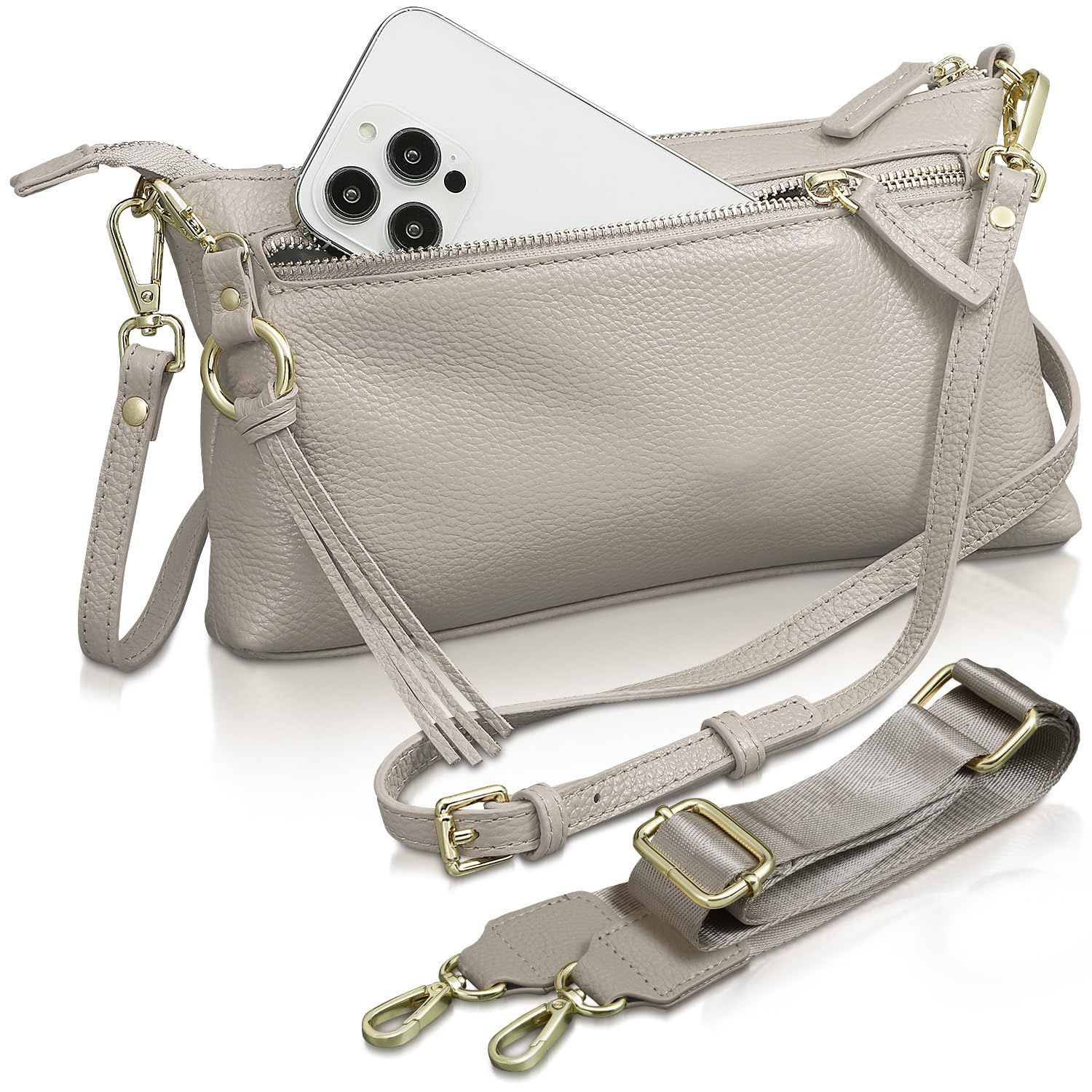 グレージュ [アンコール] ショルダーバッグ 【長財布も入る】 スマホ 