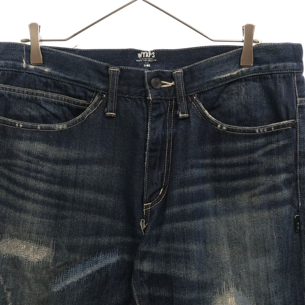 WTAPS ダメージ加工 スキニーデニムパンツ ブラック黒L WTAPS ダブル 