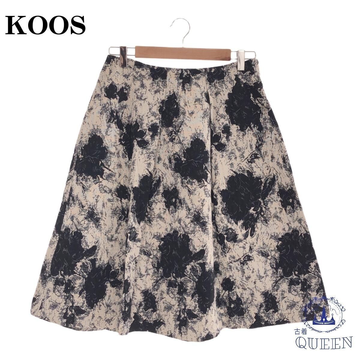 ☆美品☆ KOOS コース スカート ひざ丈 フレア レディース 総柄