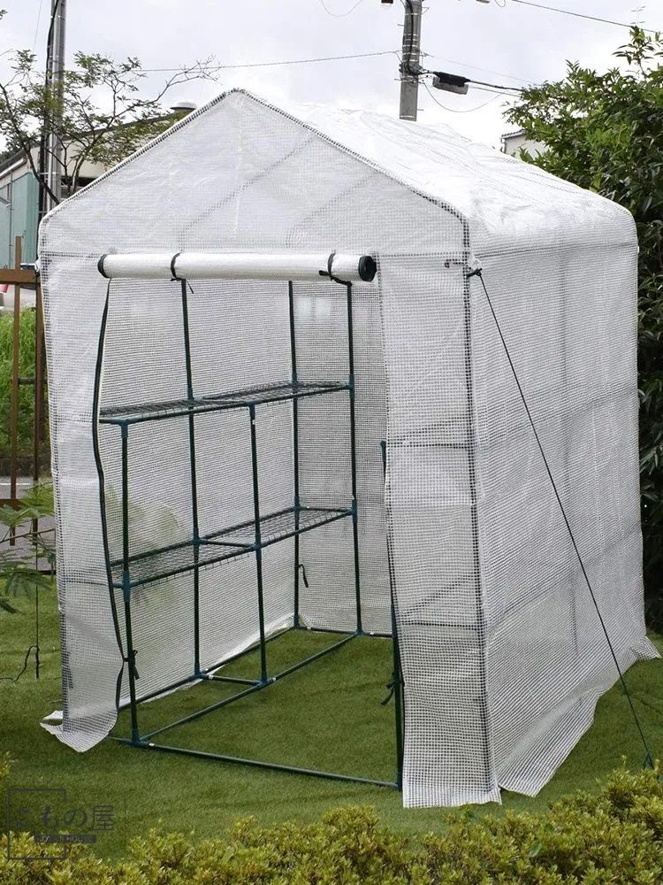 巻き上げ式 プラスチック ステンレス製スタンド 温室 ビニールハウス フラワースタンド ガーデンハウスカバー 3段 観葉植物 植木鉢