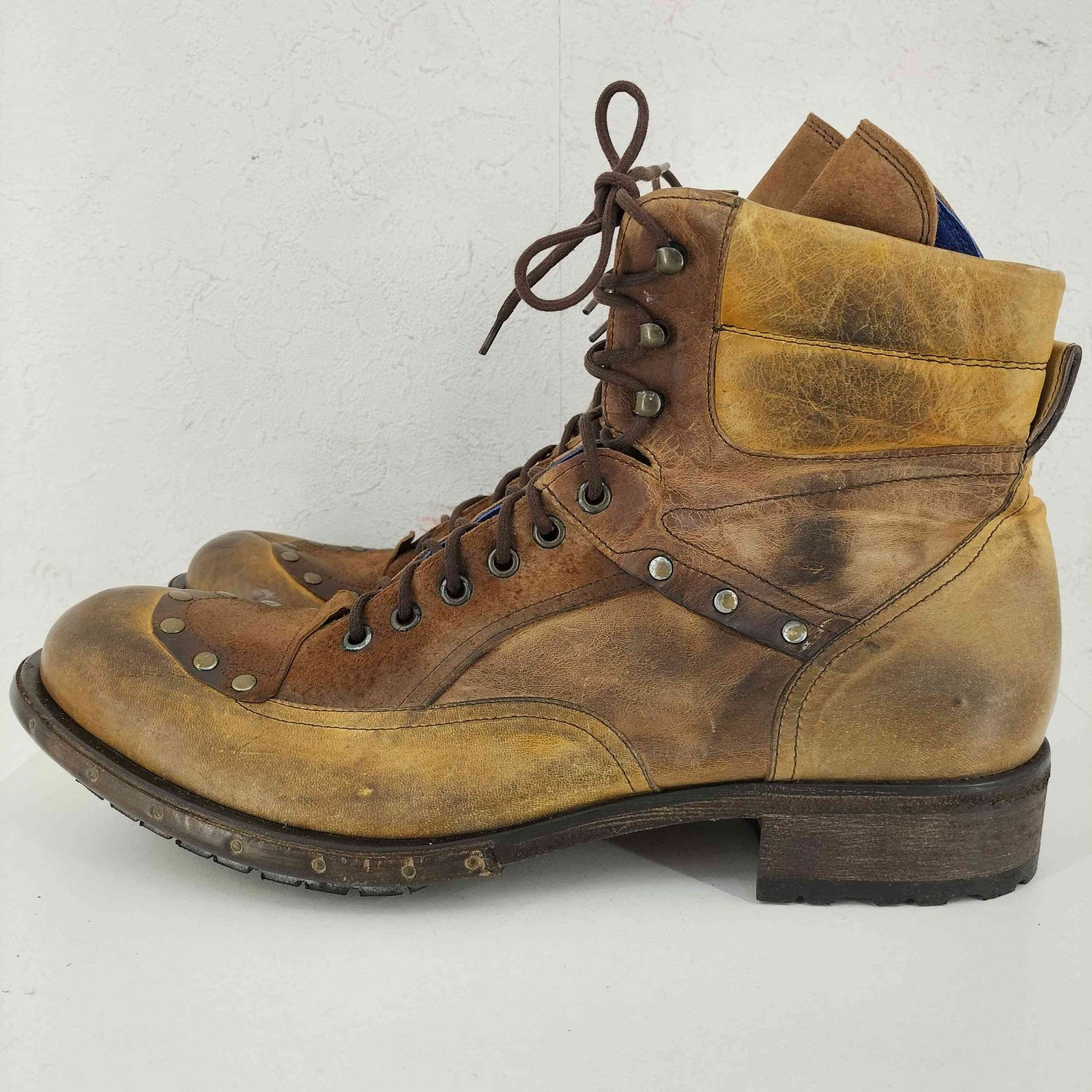 ビサルノ VISARUNO ハイカットレザースタッズブーツ メンズ JPN：42