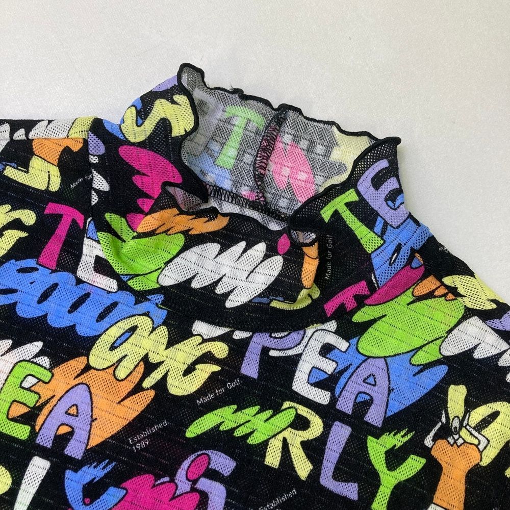 サイズ：0 PEARLY GATES パーリーゲイツ 2024年モデル ハイネック 長袖Tシャツ 総柄 ブラック系 [240101473419] ゴルフウェア レディース ストスト サイズ：0 PEARLY GATES パーリーゲイツ 2024年モデル