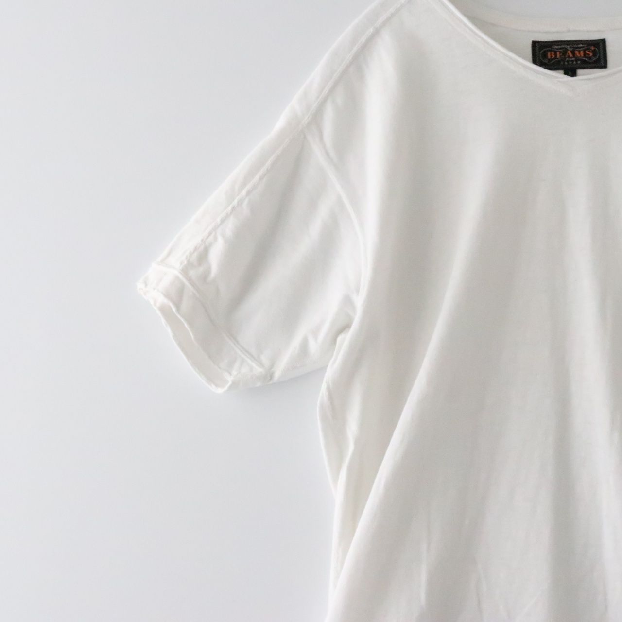 【中古B】BEAMS PLUS ビームスプラス S メンズ Tシャツ カットソー 半袖 Vネック半袖Tシャツ 白 綿 中古B 古着