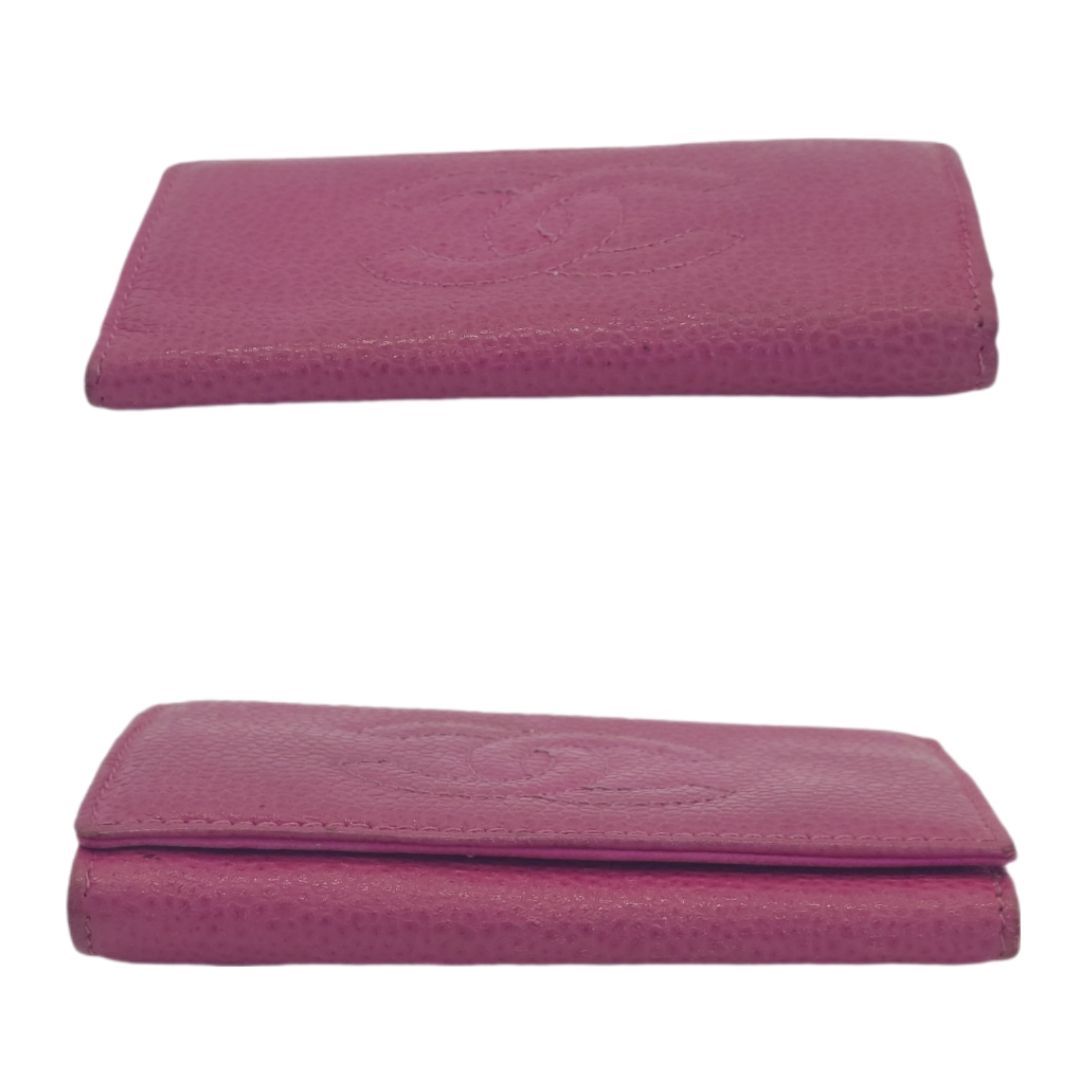 CHANEL シャネル ココマーク キャビアスキン 6連キーケース ピンク系