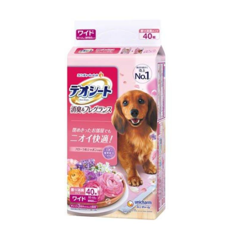ユニ チャーム デオシート消臭-フレグランス フローラルシャボンの香り ワイド ４０枚 6袋セット トイレシート ペットシーツ 犬用品 多頭飼い 大容量 まとめ買い お徳用