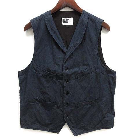 エンジニアードガーメンツ Engineered Garments ショールカラー ジレ ワークベスト コットン メタル USA製 ネイビー 紺 M