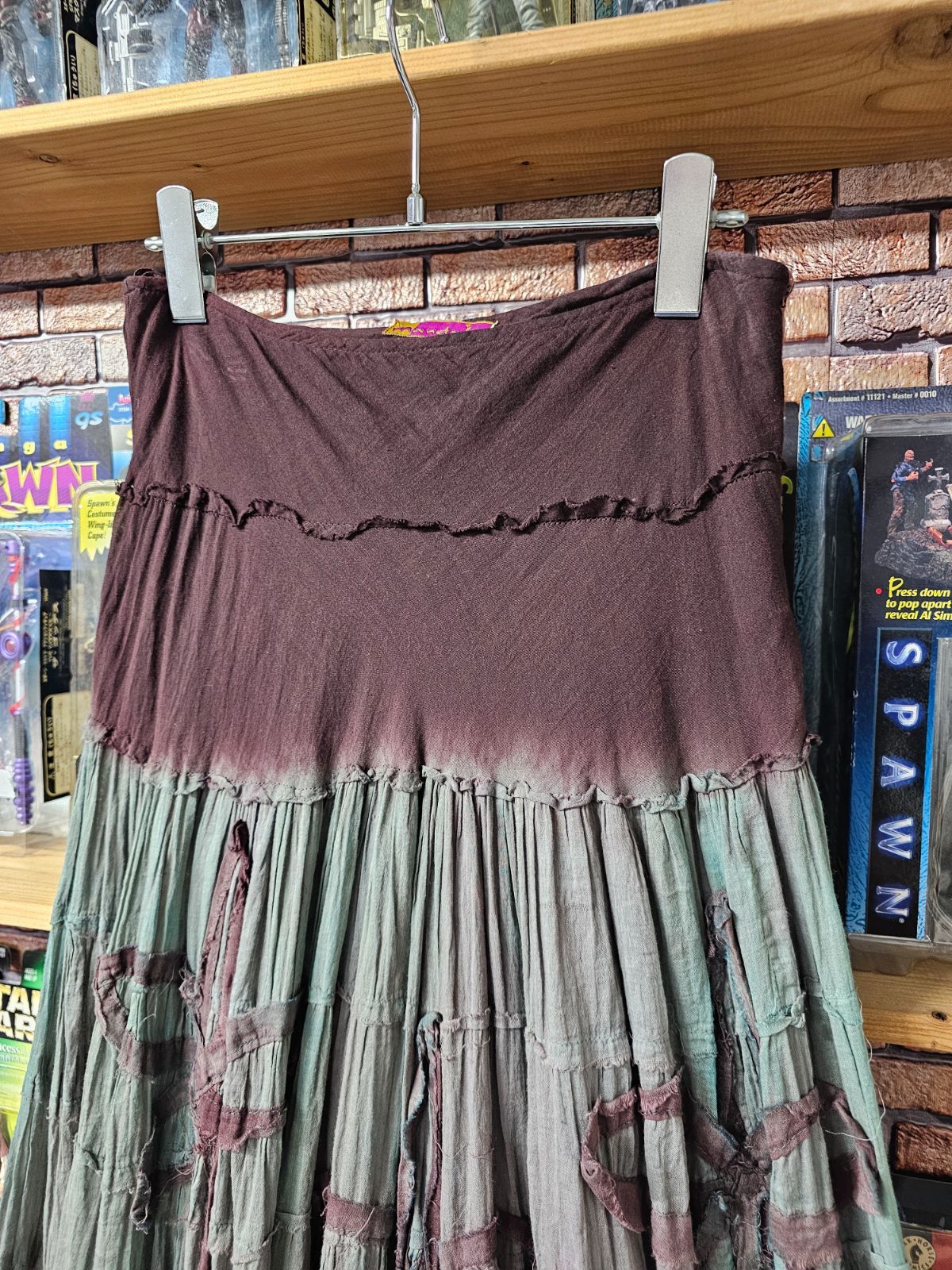 US古着 mandala Gradation Flared Skirt マンダラ グラデーション フ スカートエスニック ボヘミアン ロングスカート M