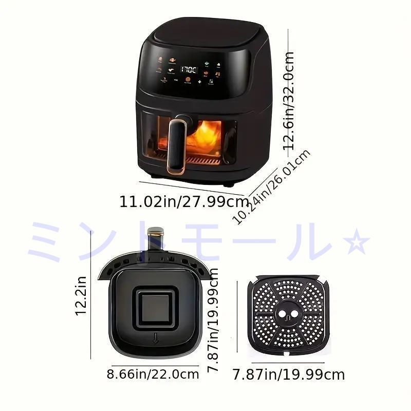 電子タッチコントロール1.6Lエアフライヤー110V-130V家庭用キッチン家電 6Lエレクトリックエアフライヤーオーブン スマートクッキング