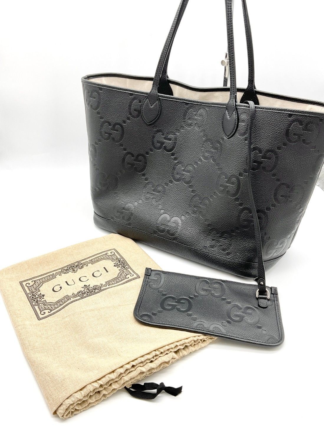 希少 GUCCI グッチ - ブラック ジャンボGGラージトートバッグ - メルカリ