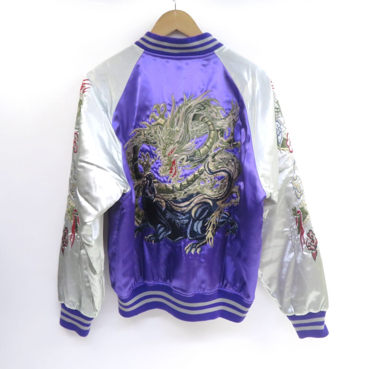 スカジャン 星姫 フリーサイズ Hoshihime スカジャン ベロア 虎 龍 黒