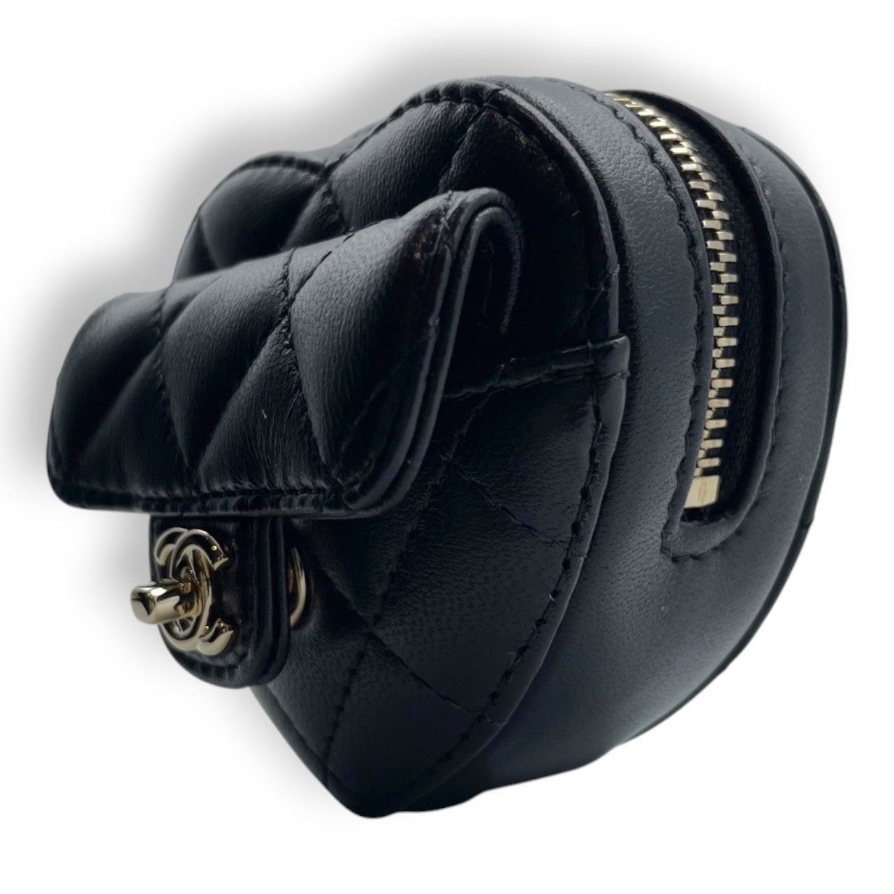 シャネル ミニハート バッグチャーム ブラック ラムスキン ゴールド金具 WWW_NOITHATQUANGTHANH_NET