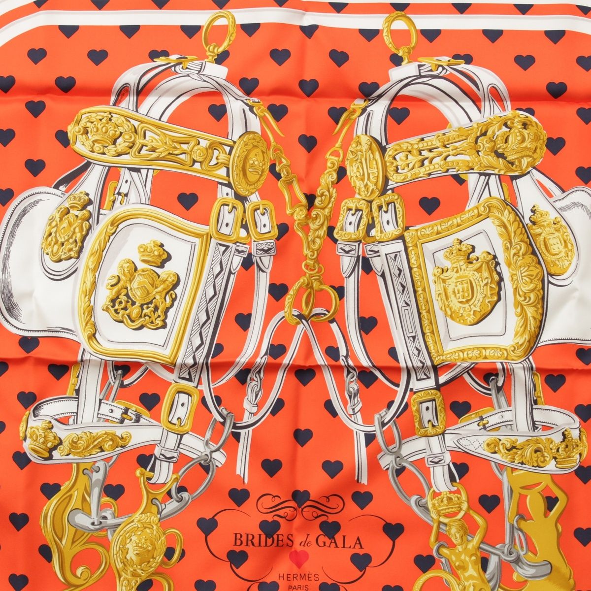 エルメス 限定品 カレ90 シルク BRIDES de GALA LOVE 式典用馬勒