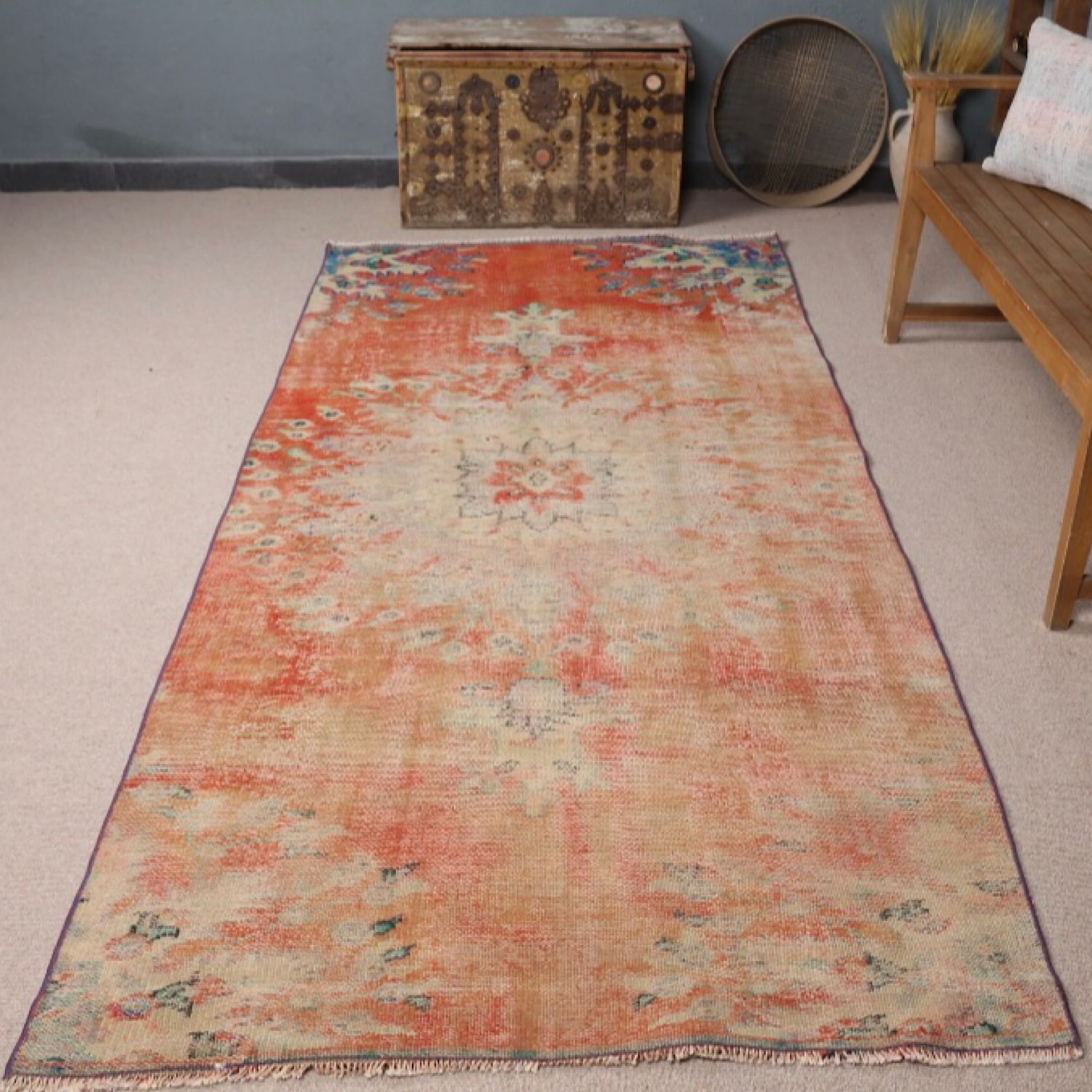 特大超大判カーキベージュ271×168 トルコヴィンテージラグ