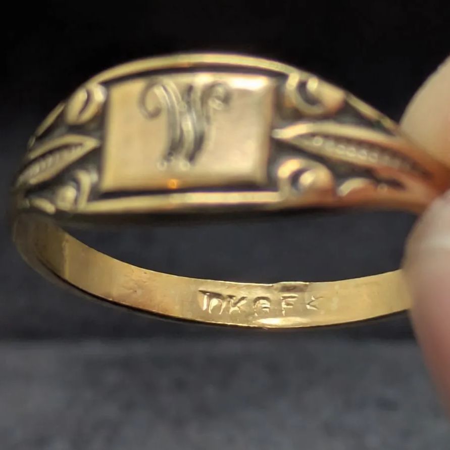 M”シグネットリング 10K GF ゴールドフィルド イニシャル 刻印