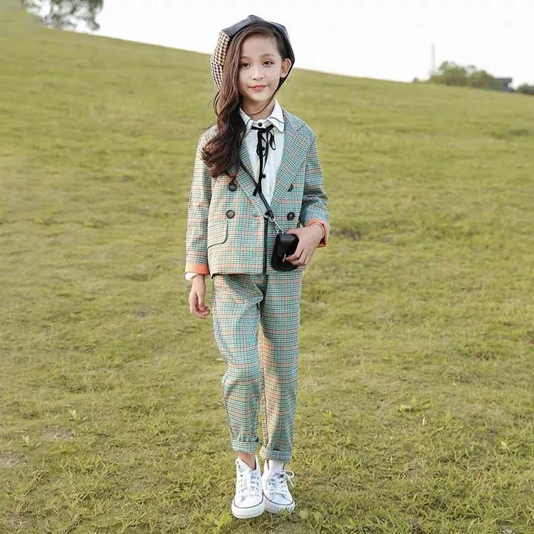 卒業式 女の子 スーツ パンツスーツ チェック柄 フォーマル 子供服 入学式 男の子 セットアップ 子供スーツ キッズ キッズファッション チェック」の人気商品 パンツ 4-5点セット