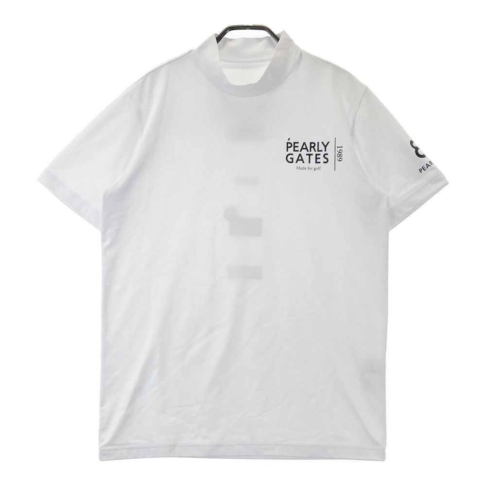 サイズ：5 PEARLY GATES パーリーゲイツ 2025年モデル ハイネック半袖Tシャツ  ホワイト系 [240101497947] ゴルフウェア メンズ ストスト サイズ：5 PEARLY GATES パーリーゲイツ 2025年モデル ハイネック半袖T