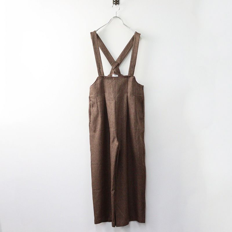 ニコアンド niko and ウールライク ワイドサロペット M/ブラウン トップス オーバーオール ヘリンボーン【2400014196139】