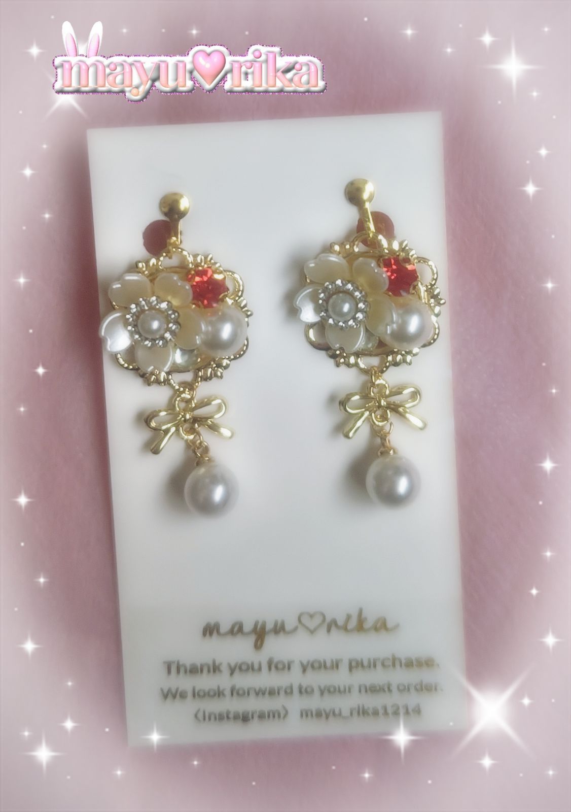 mayu♡rika 春のflowerイヤリング フックピアス変更可】 - メルカリ