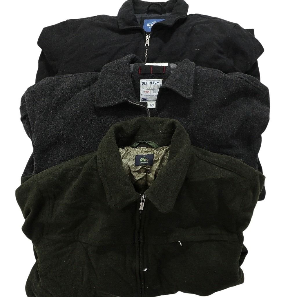 古着卸 まとめ売り ブランドMIX スイングトップ型 ウール ジャケット 3枚セット メンズ L |XL オールドネイビー 古着 NC0137