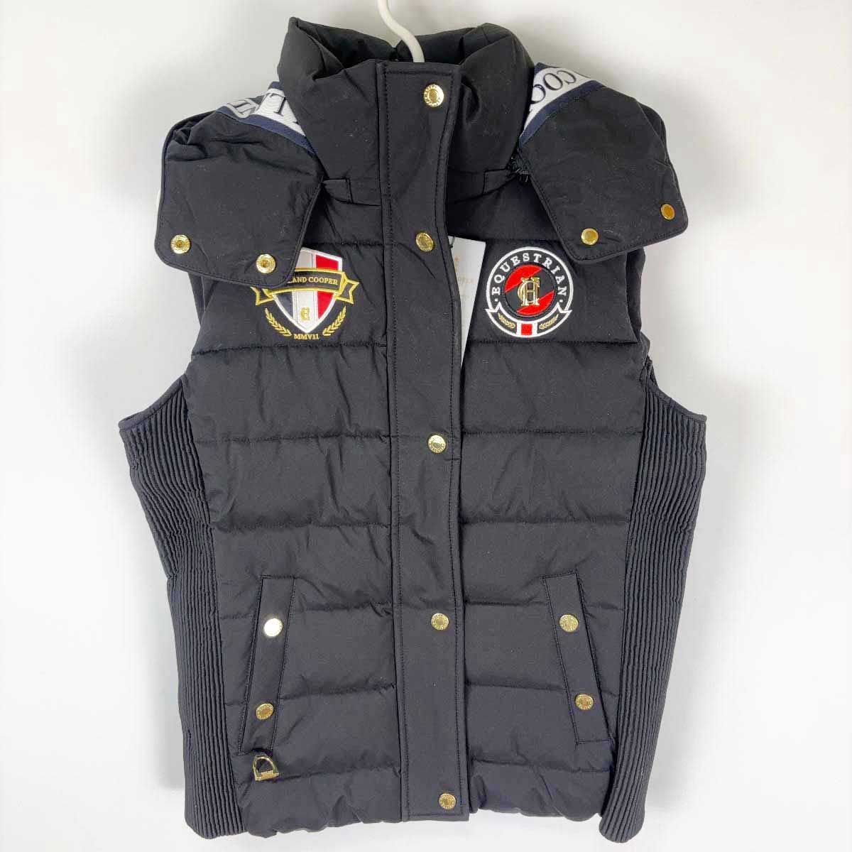 ♥ HOLLAND COOPER Team HC Gilet ベスト ジレ 中綿 S ブラック レディース フード取り外し 乗馬 防寒