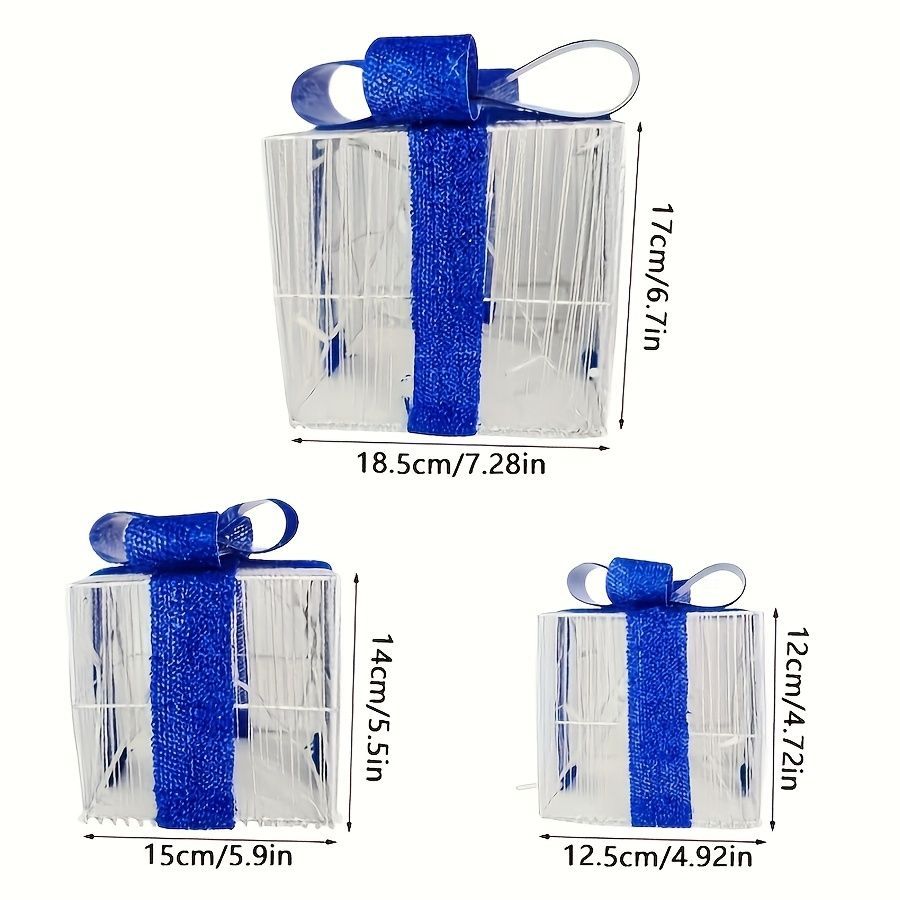 クリスマスギフトボックスライト 3個セット クリスマスオーナメント LED 装飾品 クリスマスイルミネーション クリスマスツリー 飾り 雰囲気満載 オーナメント クリスマスプレゼント ブルーリボン インテリア NEXPOTALLINN_EU