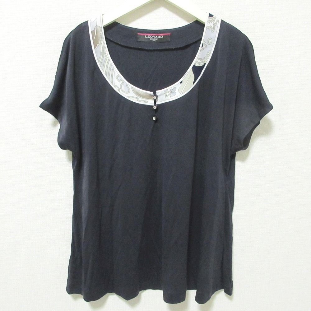 美品 LEONARD レオナール カンカン フラワープリントトリム ショート  