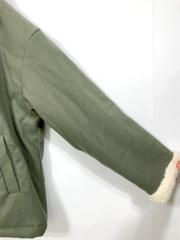 【現品限り一斉値下げ！】 Loose ルース LOjk847 定価12000円 オーバーハイネック ボアメルトン ブルゾン ジャケット sizeS|グレイッシュカーキ ◆ ◎レディース 2025新作☆大人気！