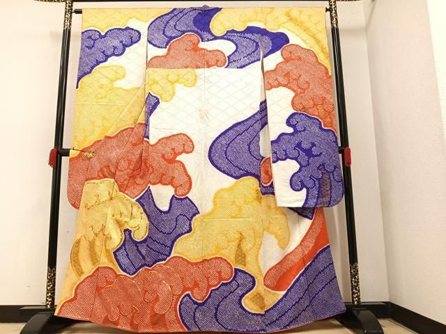 豪華 振袖 絞り 金駒刺繍 裄67 着物 正絹 袷 広衿 RK-2492 豪華【総絞り】丸昌誂製 金彩 金駒刺繍 振袖セット正絹s196