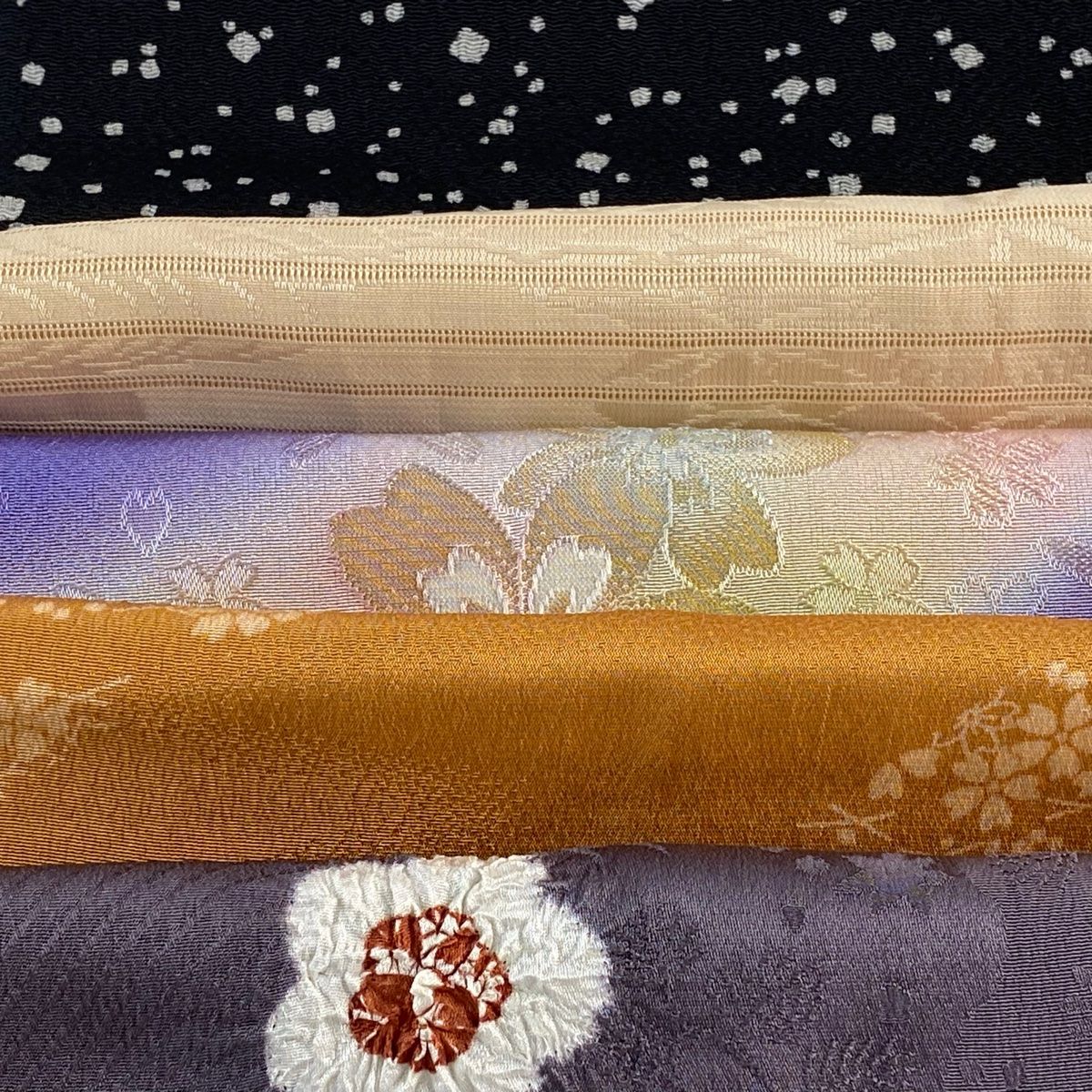 帯揚げ 優品 帯揚げ5枚セット 青紫 正絹 和装小物
