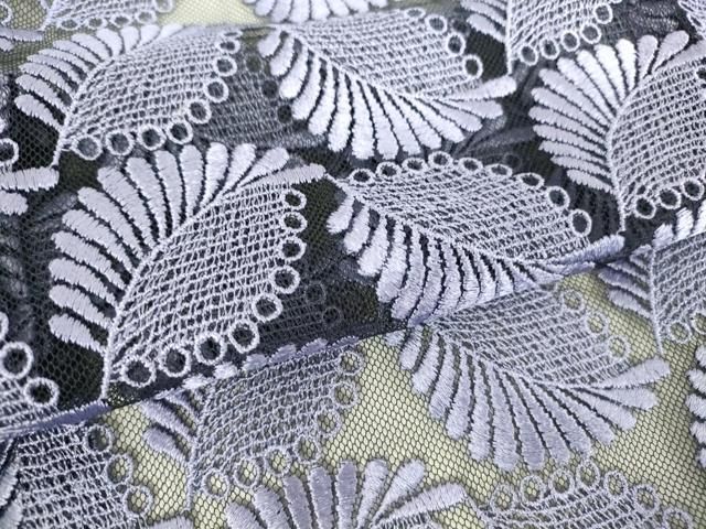 平和屋着物▽道行コート　スリーシーズン　春夏秋　塵除け　総レース　舞葉文　鳩羽色　未使用　DAAV5062az 平和屋着物▽道行コート スリーシーズン 春夏秋 塵除け 総レース 舞葉