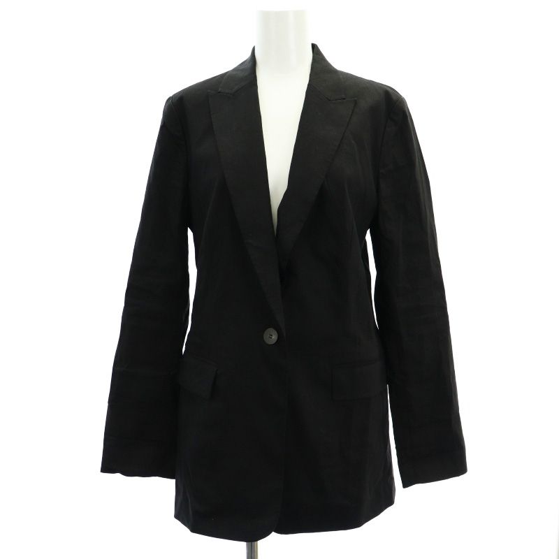 セオリーリュクス theory luxe 23SS Crisp Linen Arvada NL ジャケット テーラード シングル リネン 38 黒 ブラック |DF OS PN