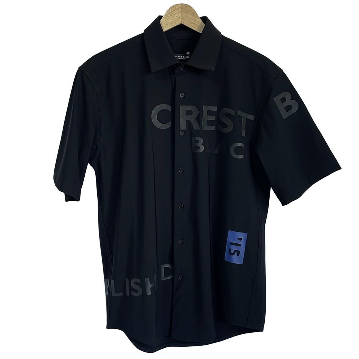 BLACK LABEL CRESTBRIDGE ブラックレーベルクレストブリッジ 半袖シャツ サイズS メンズ - 黒×ブルーグレー