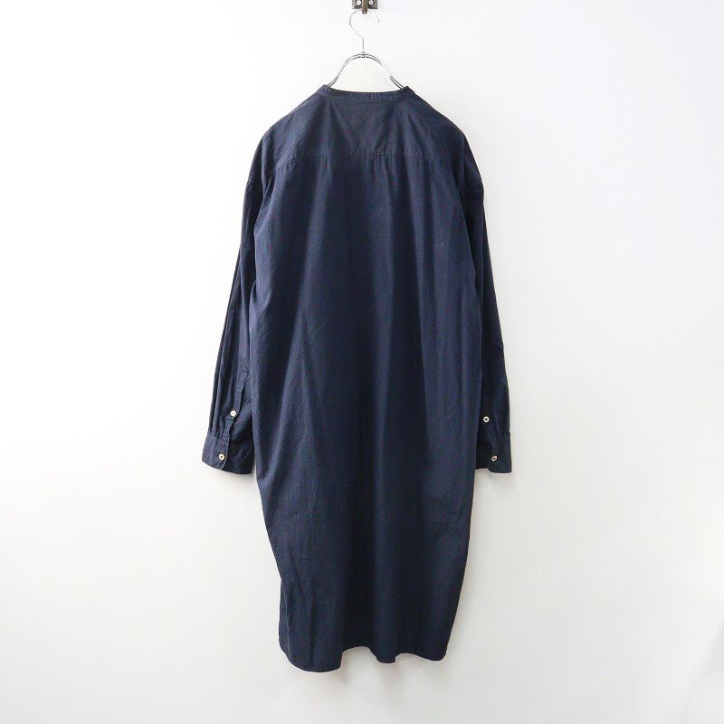 アーメン ARMEN コットン バンドカラー シャツ ワンピース 2｜ネイビー トップス 長袖 前開き 2400014613537