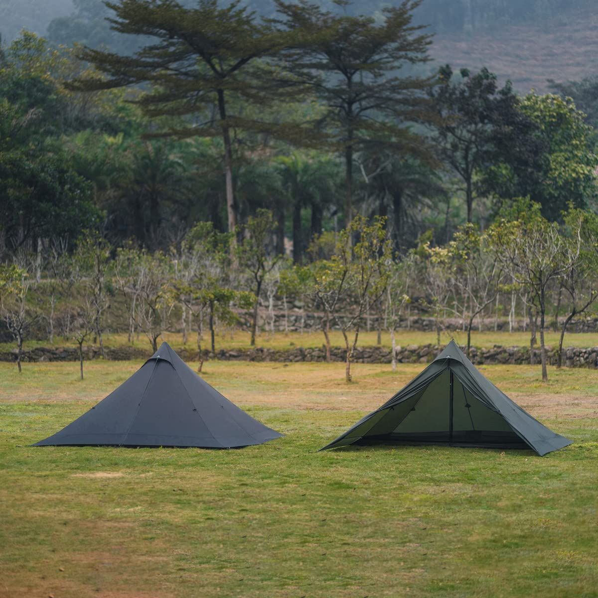 ハイキング 防風 登山 アウトドア キャンプ 2人用 防水 ピラミッドテント 小型テント 4シーズン適用 コンパクト 15Dナイロン ワンポールテント 簡単設営 軽量 ソロ 耐水圧2000mm テント Winds Thous