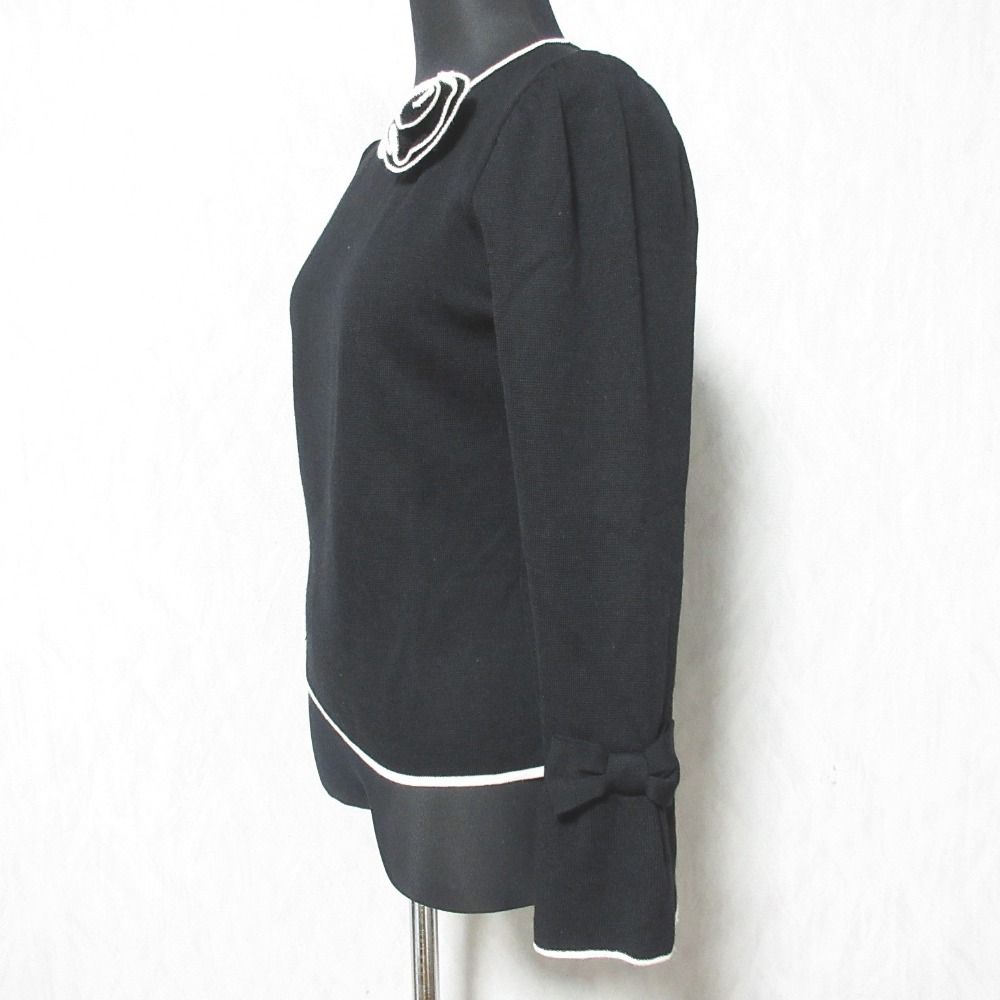 M&#39;S GRACY - Maron（未使用品）エムズグレイシー38 コサージュ付き襟付きニット エムズグレイシー M's GRACY 茶系 ニット セーター 38 美品 秋冬