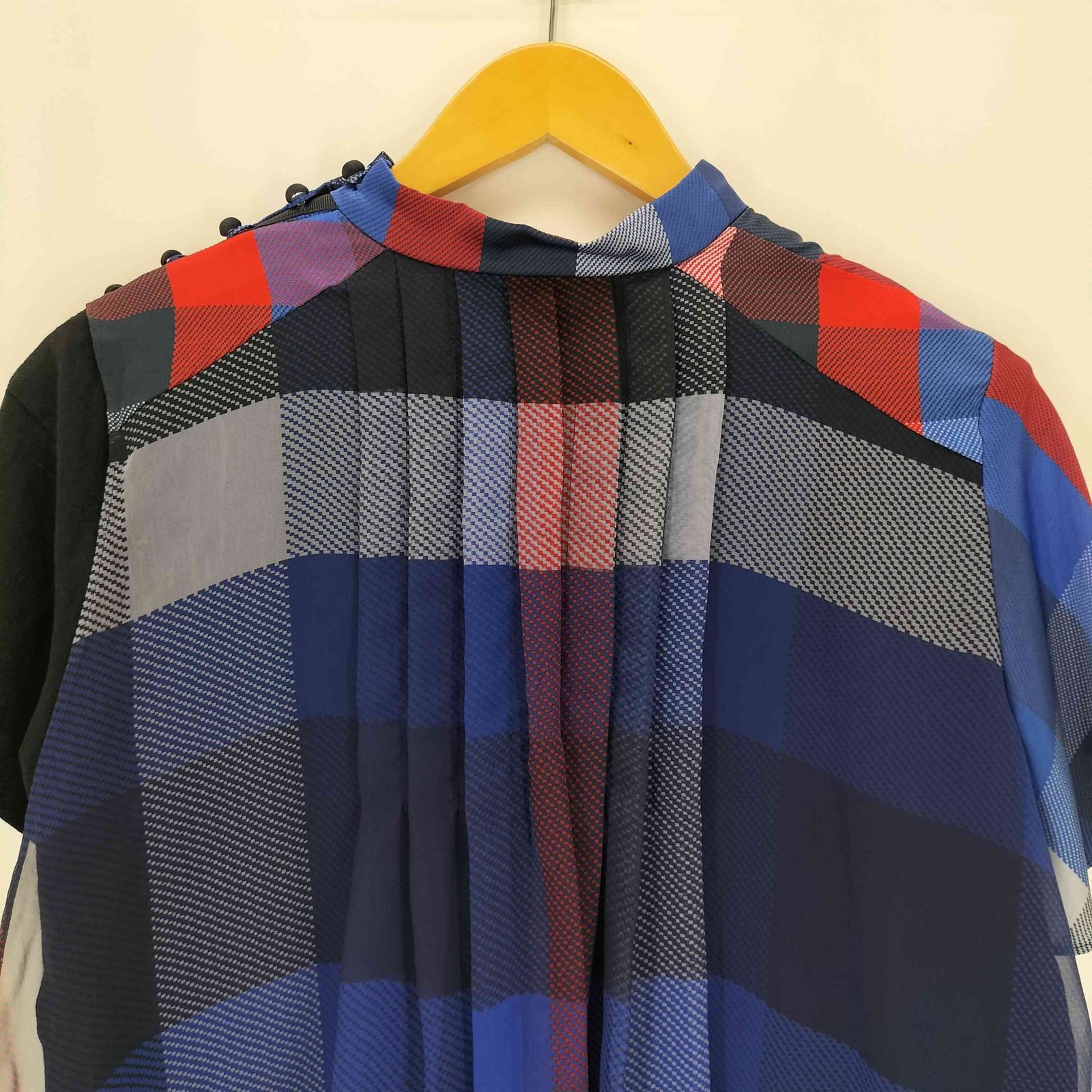 サカイ Sacai 22AW チェック レイヤード プリーツ プルオーバー 