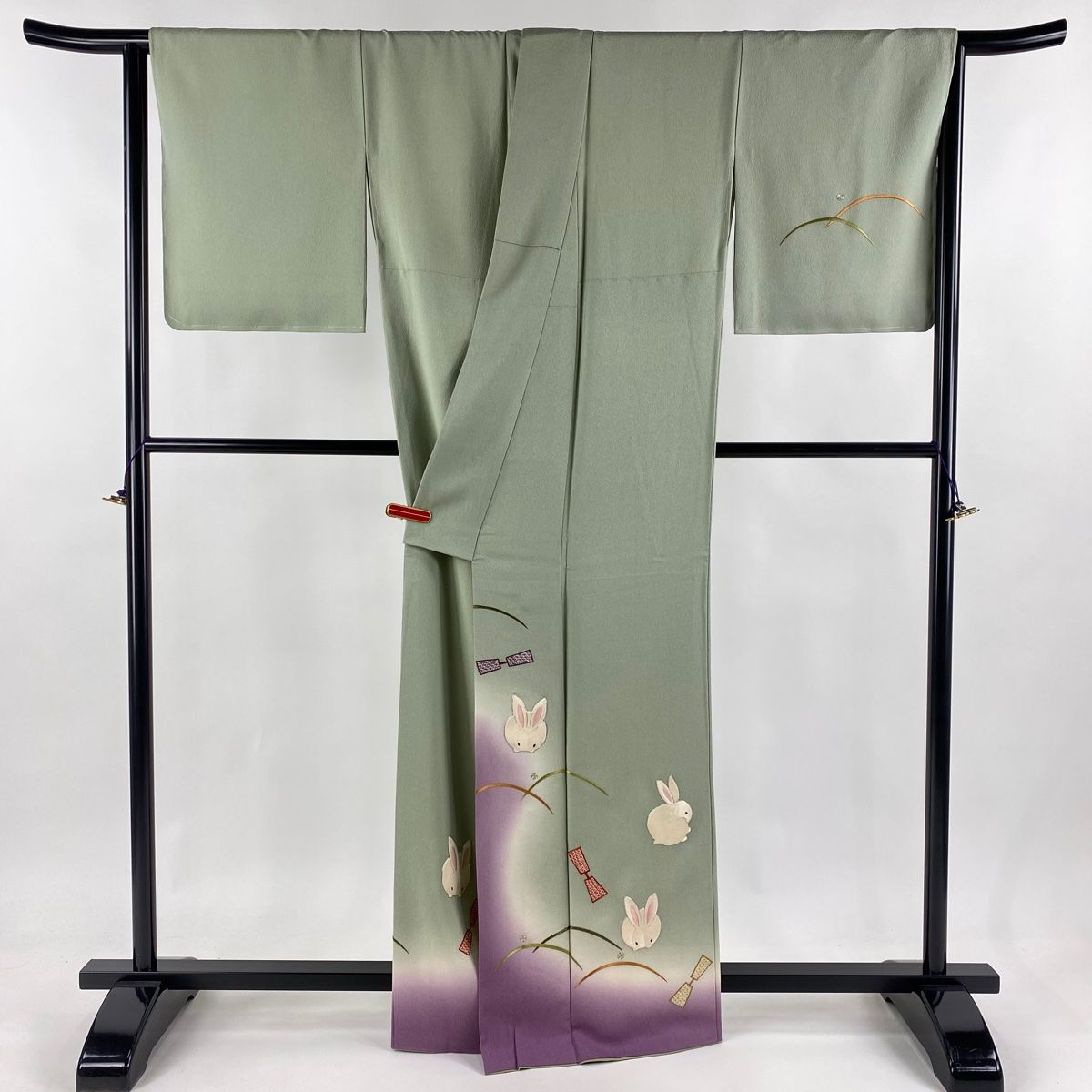 付下げ 身丈163.5cm 裄丈65.5cm M 袷 ホリヒロシ 落款 うさぎ 杵