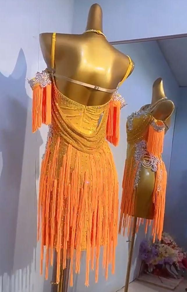 オーダーメイド 社交ダンス衣装 ラテンワンピースドレス 色変更可