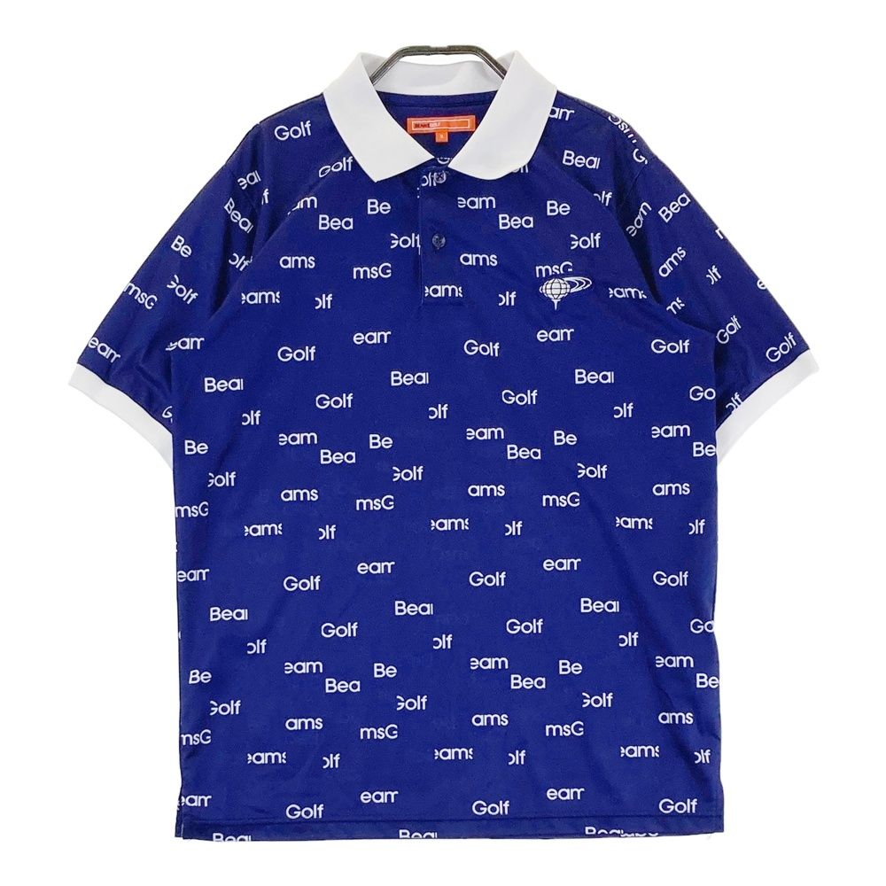 サイズ：S BEAMS GOLF ビームスゴルフ 半袖ポロシャツ 総柄 ネイビー系