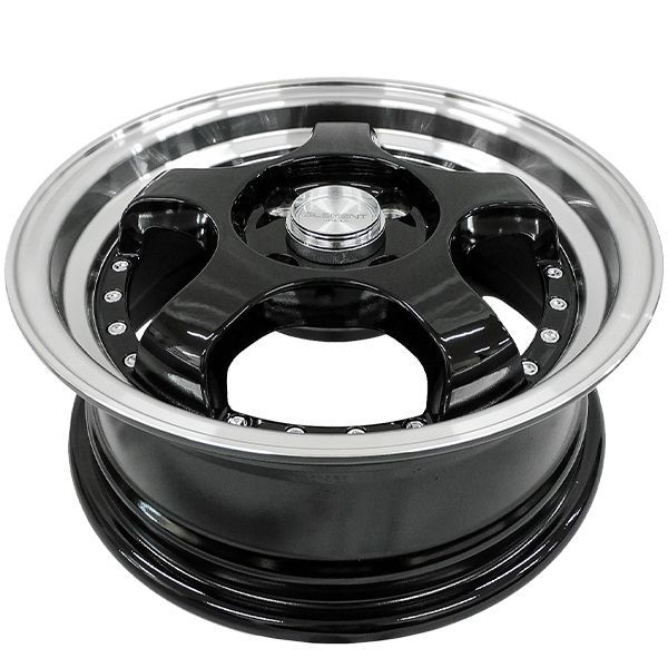 ストレッチ タイヤホイール 4本セット ELEMENT L002 165 55R14 14インチ 5.5J 35 4H PCD100 5本スポーク ブラック 送料無料!