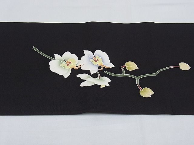 平和屋2□塩瀬 九寸名古屋帯 刺繍 花丸文 黒地 金彩 逸品 kh654 - 帯