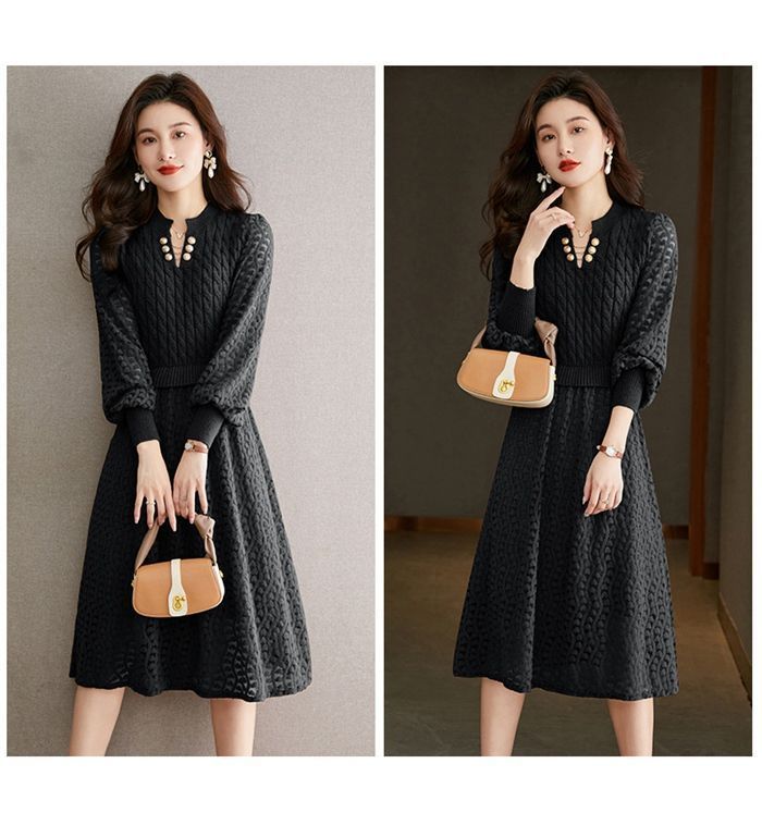 ワンピース レディース 長袖 ニットワンピース 秋冬 ワンピース きれい