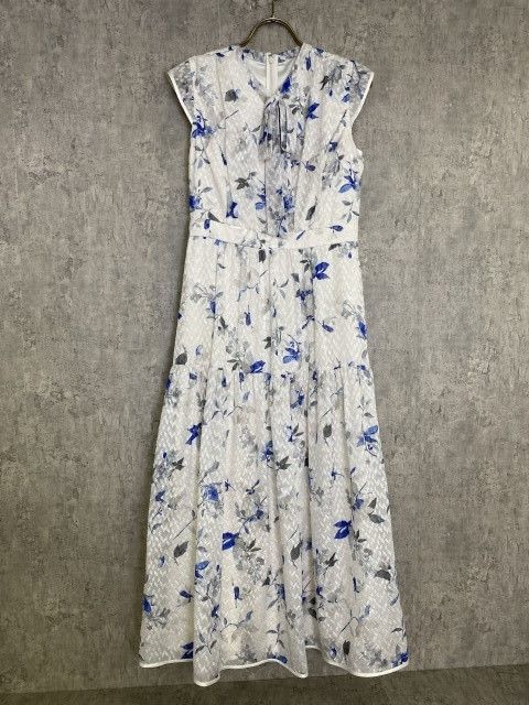 24AW CELFORD ｾﾙﾌｫｰﾄﾞ ｶｯﾄｼﾞｬｶﾞｰﾄﾞﾌﾟﾘﾝﾄﾜﾝﾋﾟｰｽ ﾉｰｽﾘｰﾌﾞ 花柄 総柄 ﾎﾞｳﾀｲ ｼｱｰ ﾛﾝｸﾞ ﾎﾜｲﾄ 36 33870437