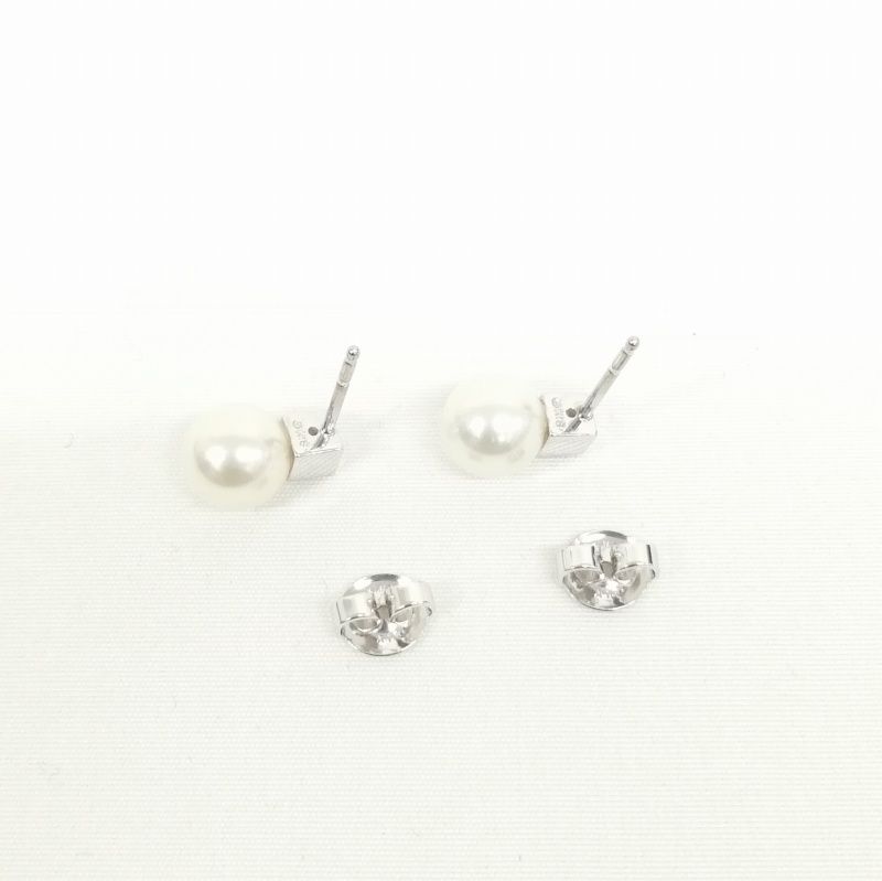 ミキモト MIKIMOTO ダイヤ パールピアス PE-1287PU型 真珠 アコヤパール7.4mm K18WG ホワイトゴールド - メルカリ