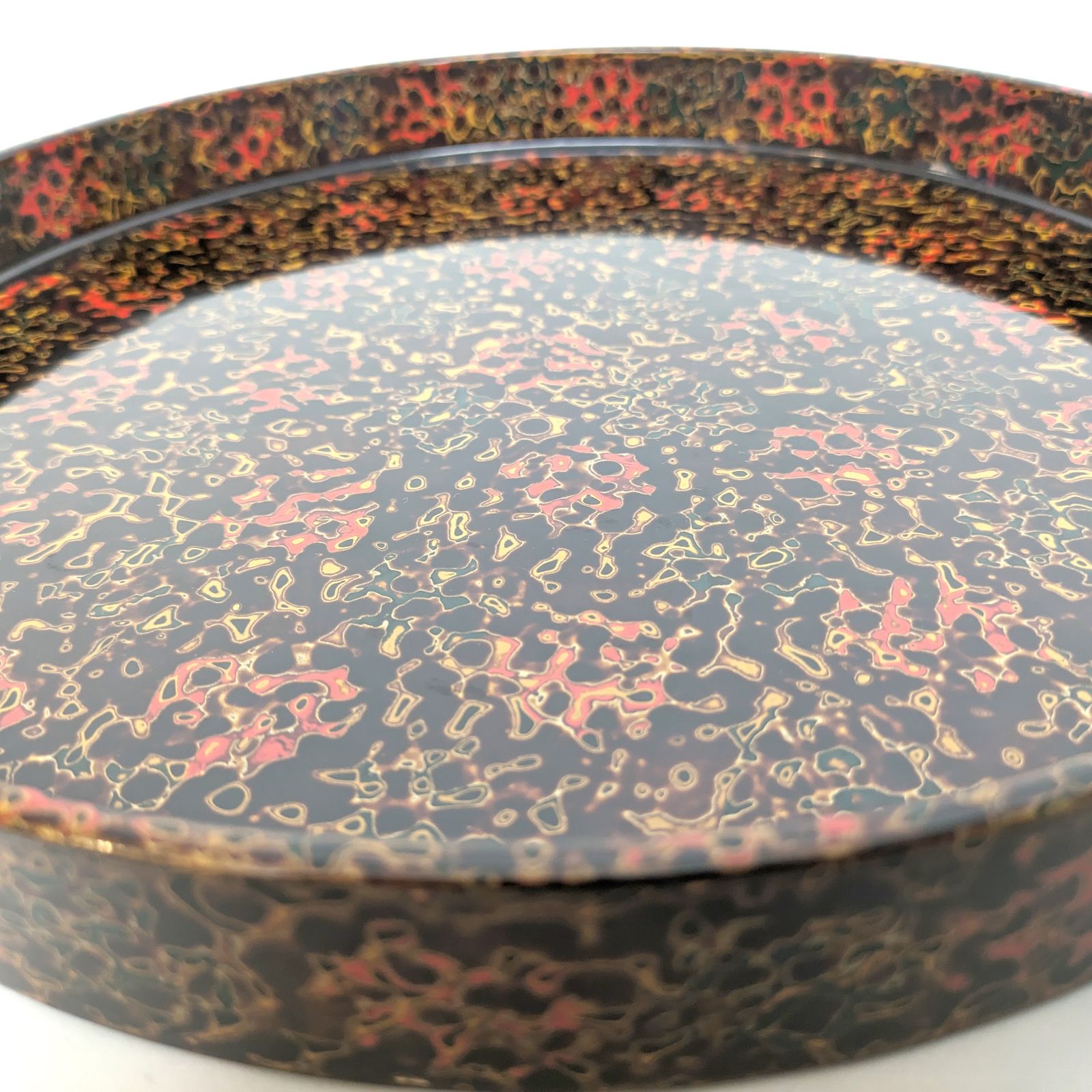 津軽塗（唐塗）バカ塗り・お盆・丸盆・螺鈿・漆器・No.230611-20・梱包