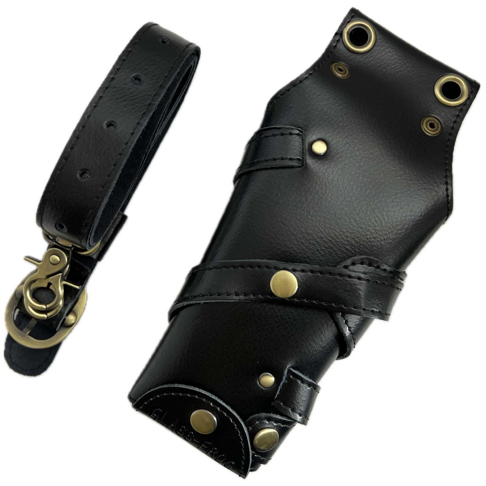 GLASS FROG】シザーケース ハサミ5丁 本体・ベルト本革 美容師