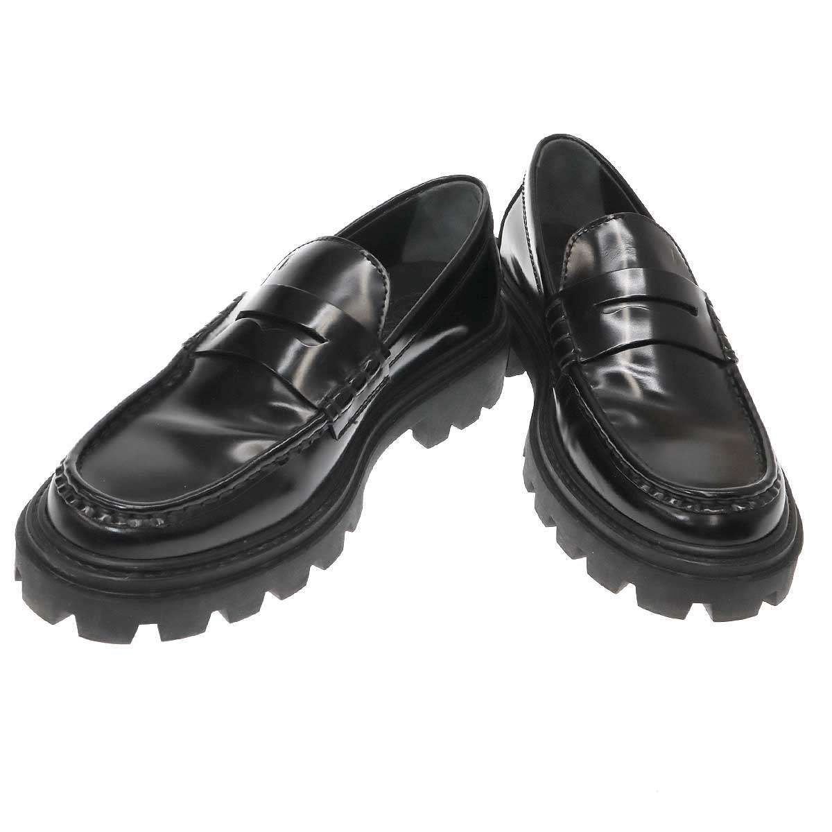 シャネル ココマーク 22B レザー ローファー 34 レディース ブラック