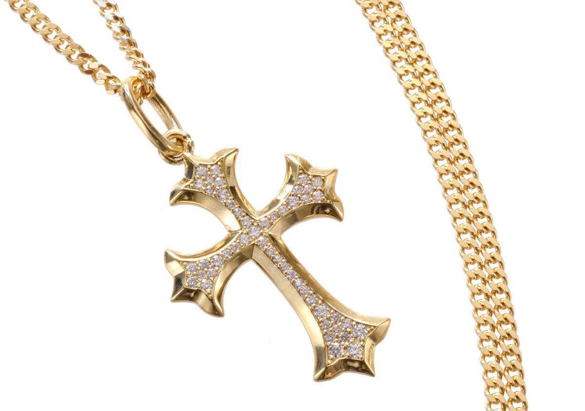 ネックレス メンズ K18 18K 18金 喜平 ダイヤモンド クロス ネックレス メンズ K18 18K 18金 喜平 ダイヤモンド クロス