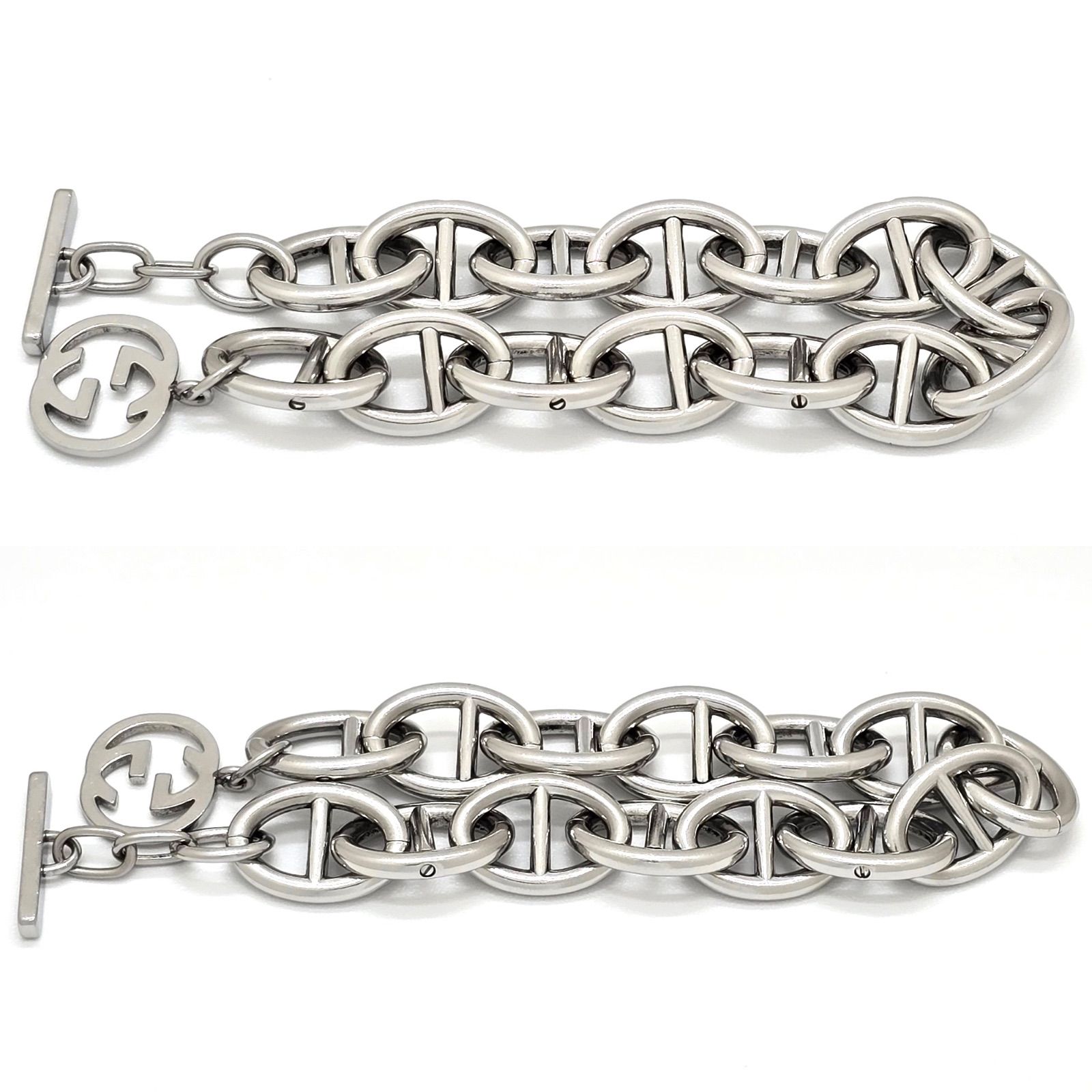 GUCCI グッチ アンカー チェーン ブレスレット インターロッキング チャーム PM 全長21.5㎝ シルバートーンメタル トム フォード期 男女兼用 WWW_SHINETEETH_COM