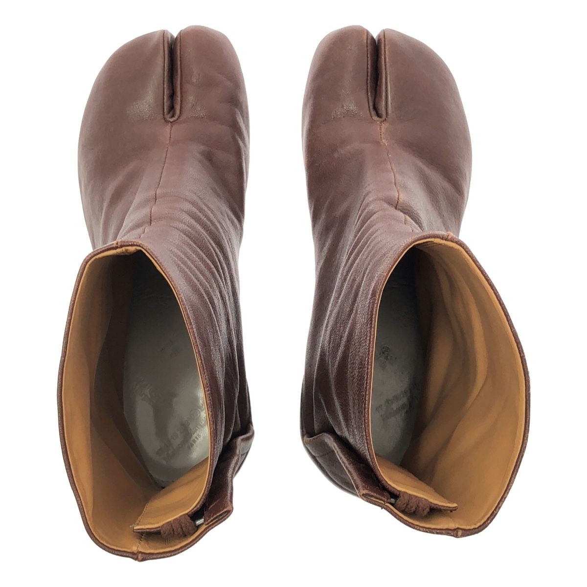 Maison Margiela | メゾンマルジェラ | 2021AW | Tabi | タビ レザー チャンキーヒール ショートブーツ ブーティ 足袋 | 38 | ブラウン | レディース WWW_MORNINGWALKER_COM